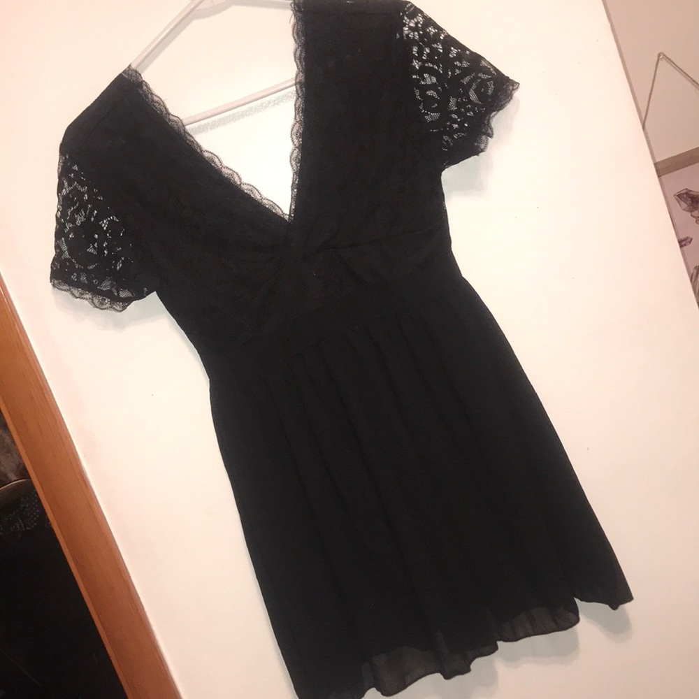 Black lace mini dress